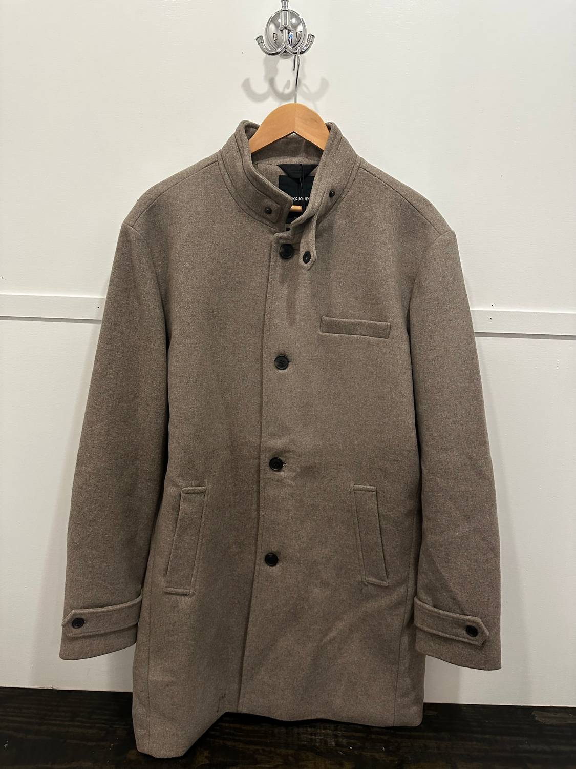 Jack & Jones Amelton Wool Coat in brown - men's jacket - alternate view