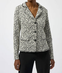 Joseph Ribkoff Abstract Jacquard Blazer Jacket in off white black - women's jacket