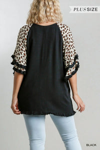 Umgee - Leopard Bell Sleeve Layered Top