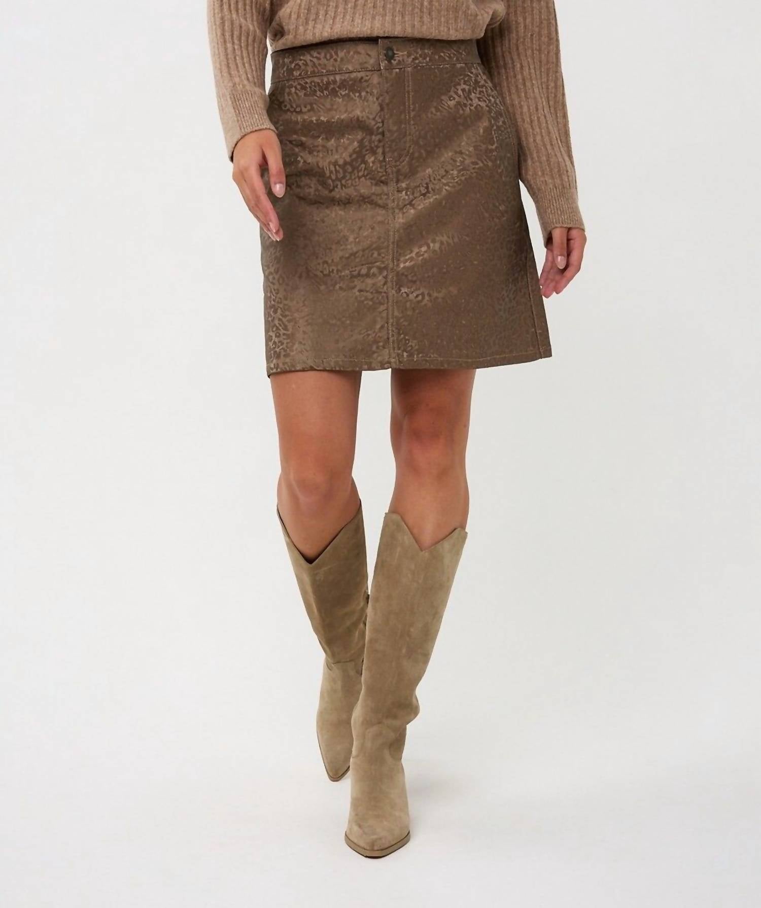 ESQUALO Fancy Animal Leather Skirt in gold - women's skirt