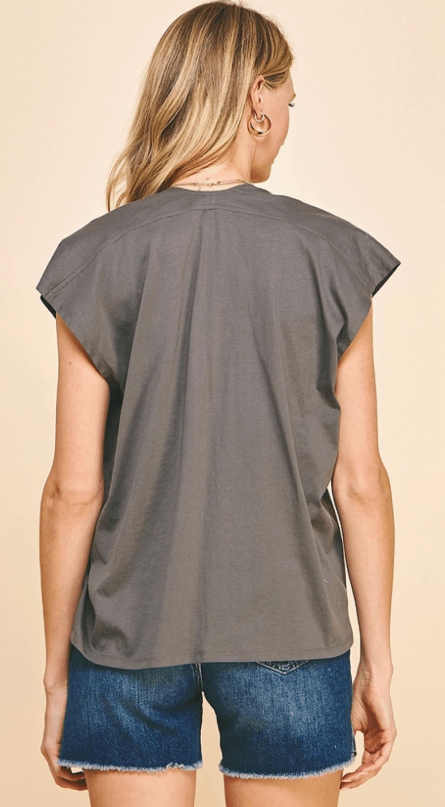 PINCH Oversized V Neck Blouse in grey - women's blouse - view 4