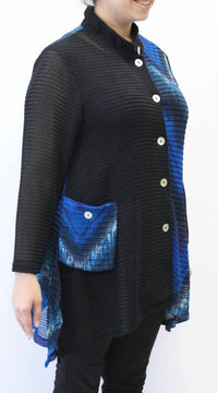 Aris A. - Mandarin Loose Weave Knit Jacket - PLUS