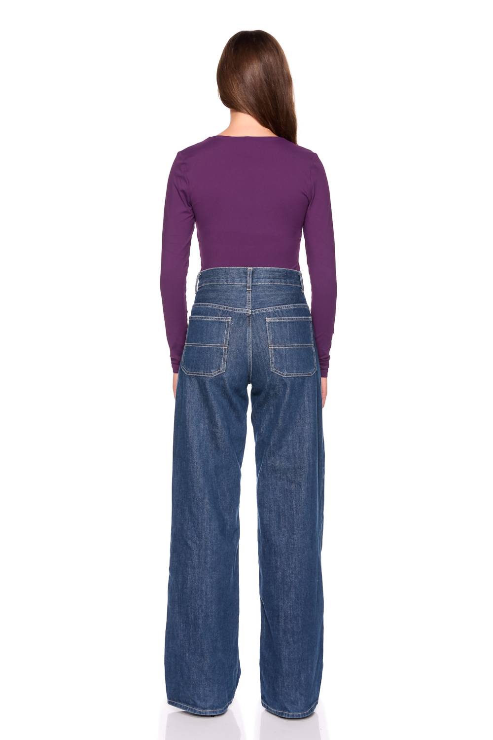 Susana Monaco V Wire Gathered Long Sleeve Top in plum - women's blouse - view 4