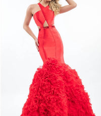 Rachel Allan - Ruffled Hem Mermaid Gown