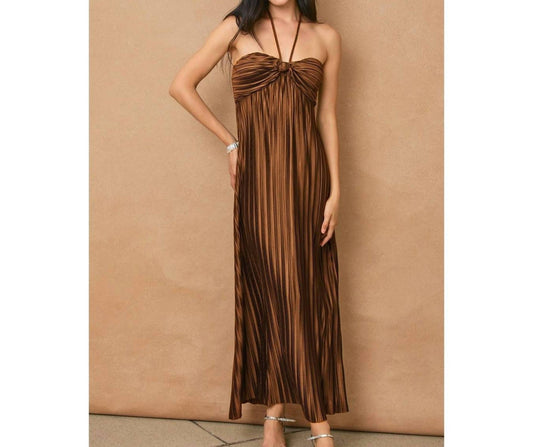 Dress Forum - Pleated Halter Neck Maxi Dress