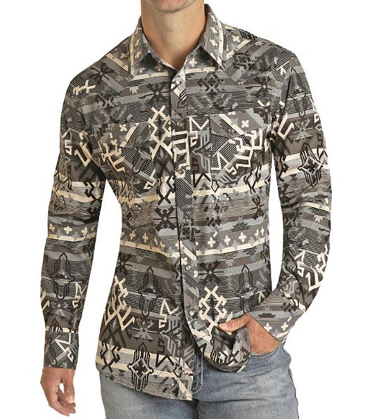 Rock & Roll Denim - Aztec Woven Modern Fit Snap Shirt