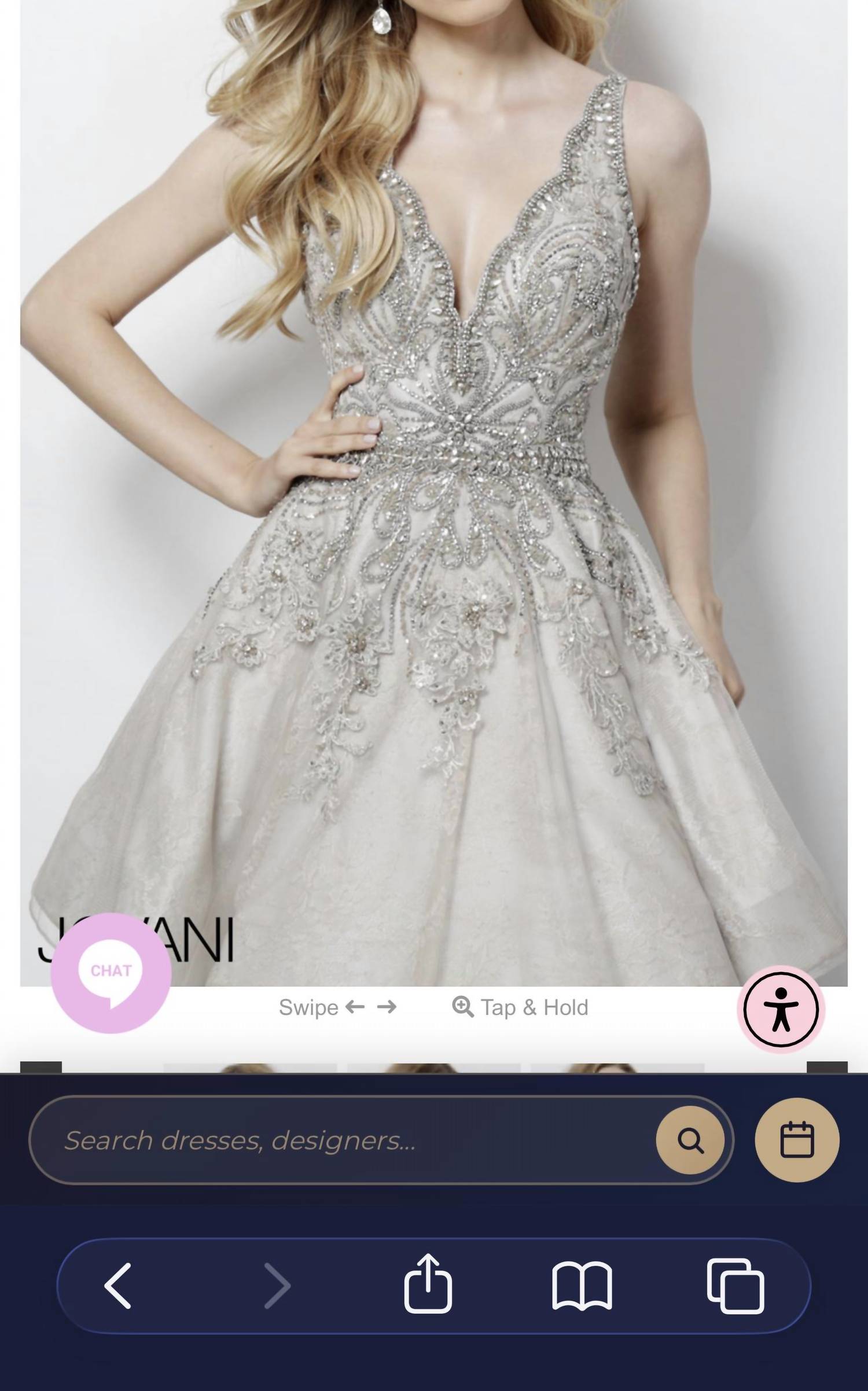JOVANI Fit and flare Embroidered Dress in silver - women's dress