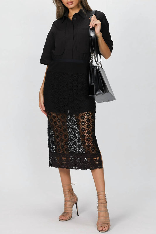 SHIRT AND CROCHET LACE SKIRT SET