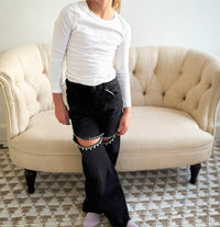 Tractr - Girl's Crystal Slit Straight Jeans