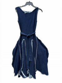 Samuel Dong - Women's Sleeveless Denim Dress with tie and belt