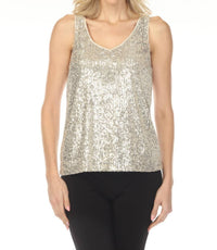 Joseph Ribkoff - Sequined V-neck Sleeveless Top