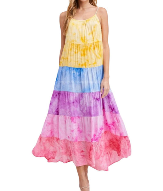 White Birch - Tiered Tassel Tie Straps Dyed Dress