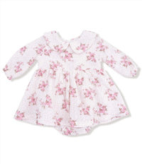 ANGEL DEAR Belle Rosette Long Sleeve Bubble Dress in white - kids' dress - detail view