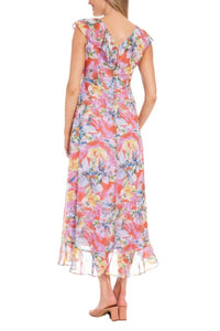 London Times - Floral Print Hi-Lo Maxi Dress