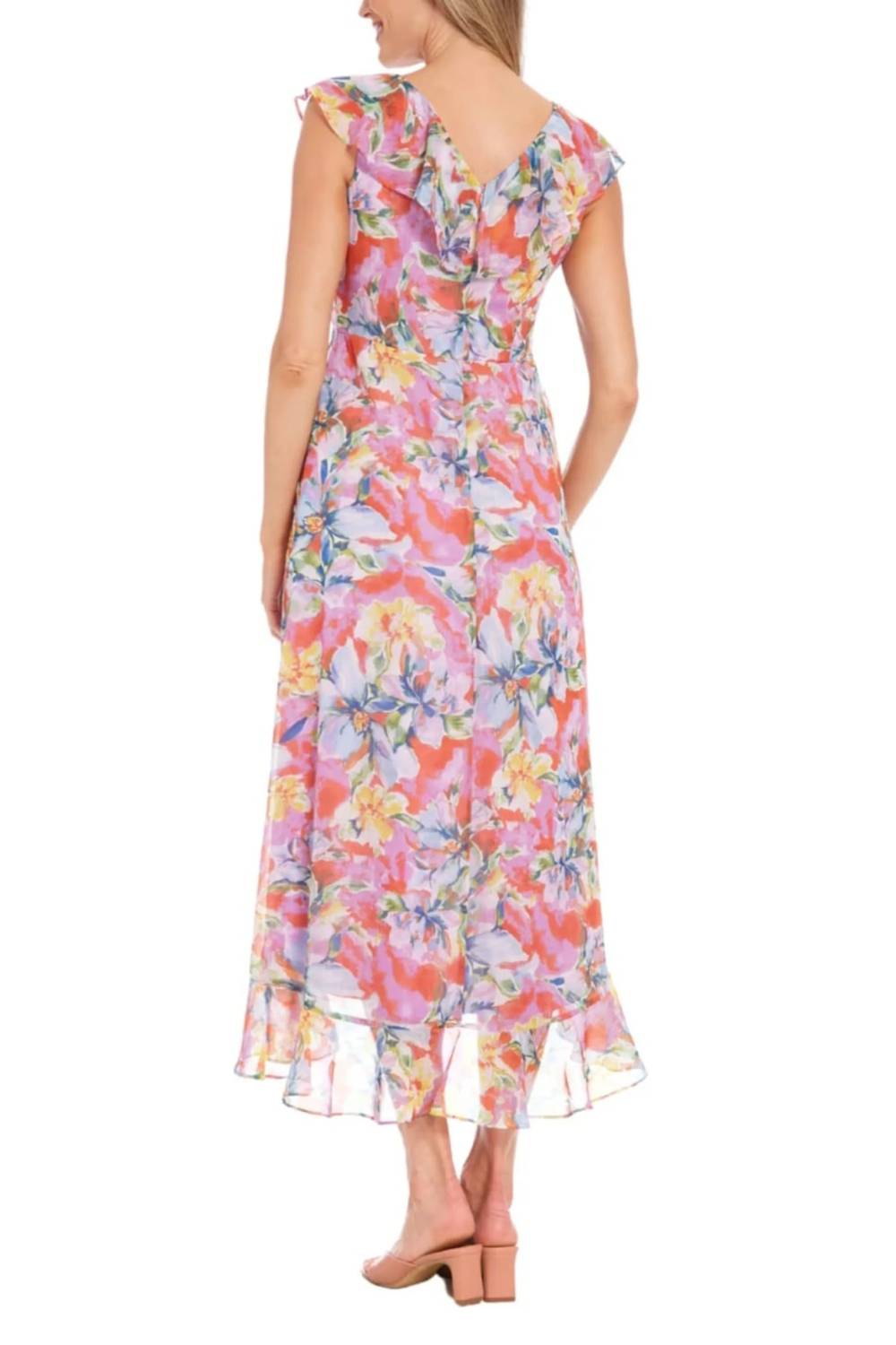 London Times - Floral Print Hi-Lo Maxi Dress