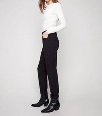 CHARLIE B Rolled Cuff Straight Leg Pants With Pockets in navy - women's pants - alternate view