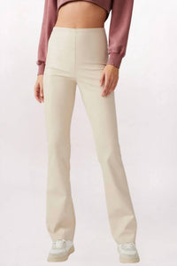 STEVE MADDEN Citrine Vegan Leather Flare Pants in bone - women's pants - detail view