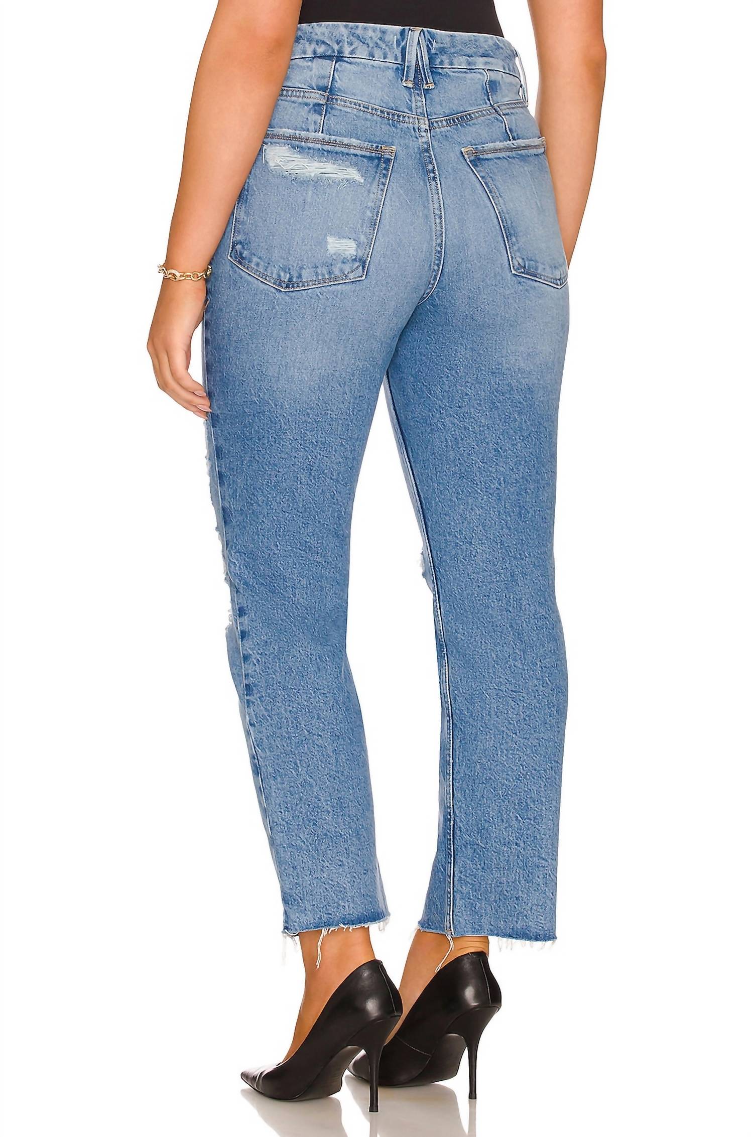 Good American - Good Icon Crop With Festival Rips Jeans