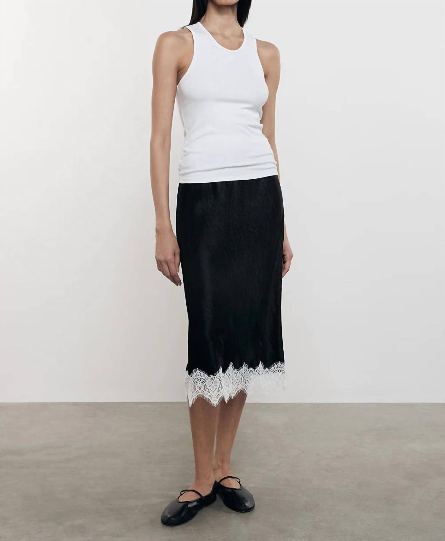 Enza Costa - Hammered Satin Slip Midi Skirt