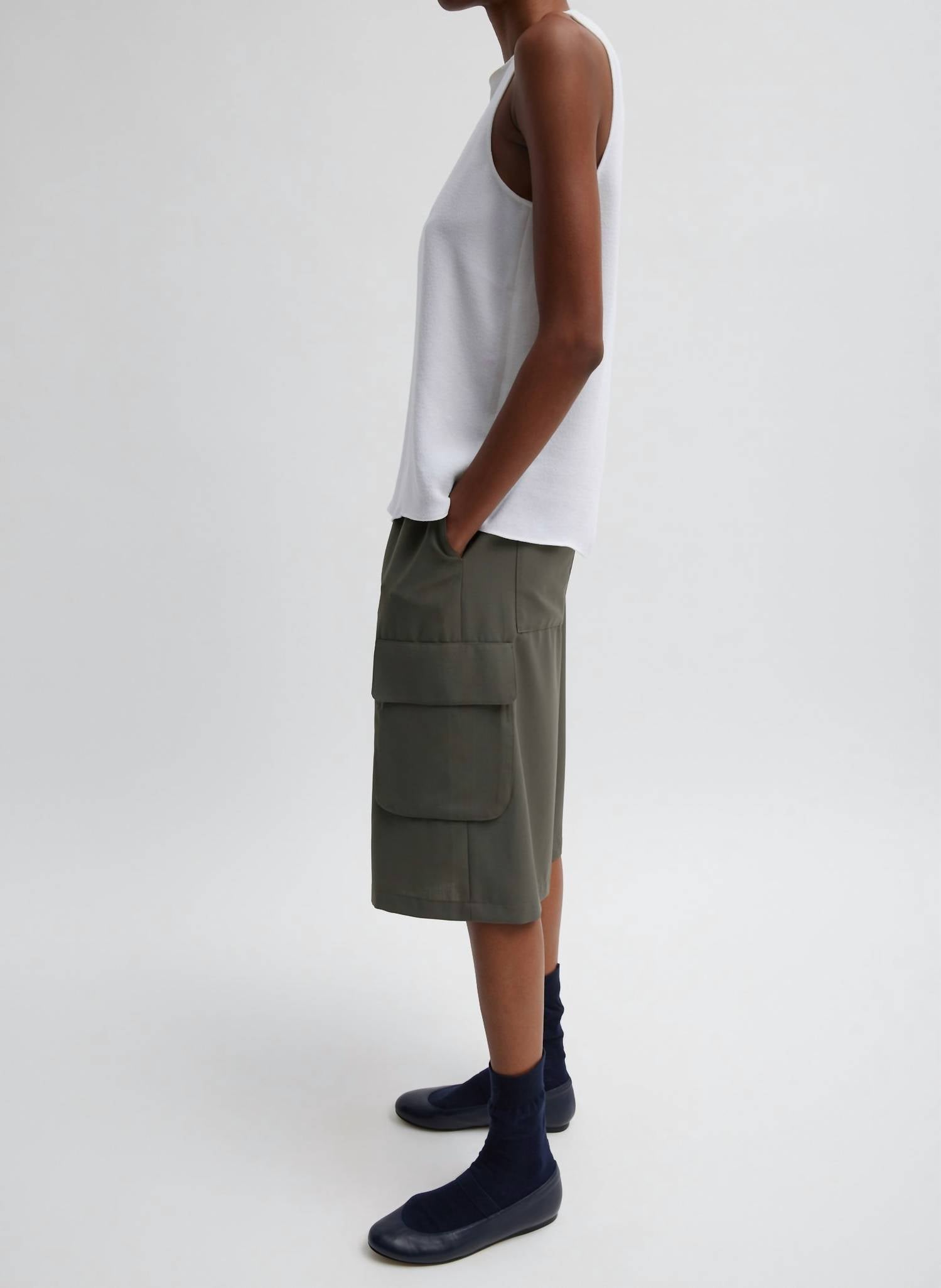 Tibi - Sable Square Neck Cross Back Tank Top