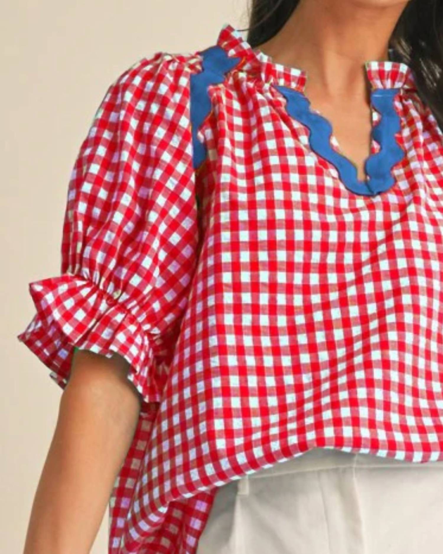 Anniewear - Gingham Ric-Rac Top