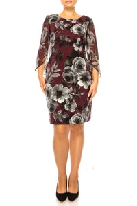 Connected Apparel - Floral Split-sleeve Sheath Dress