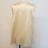 Lafayette 148 Women's Perla Luxe Reversible Silk Charmeuse V-neck Blouse in cream - women's blouse - detail view
