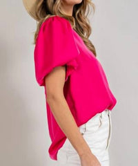 Ee:Some - Bella V-neck Puff Top - Plus