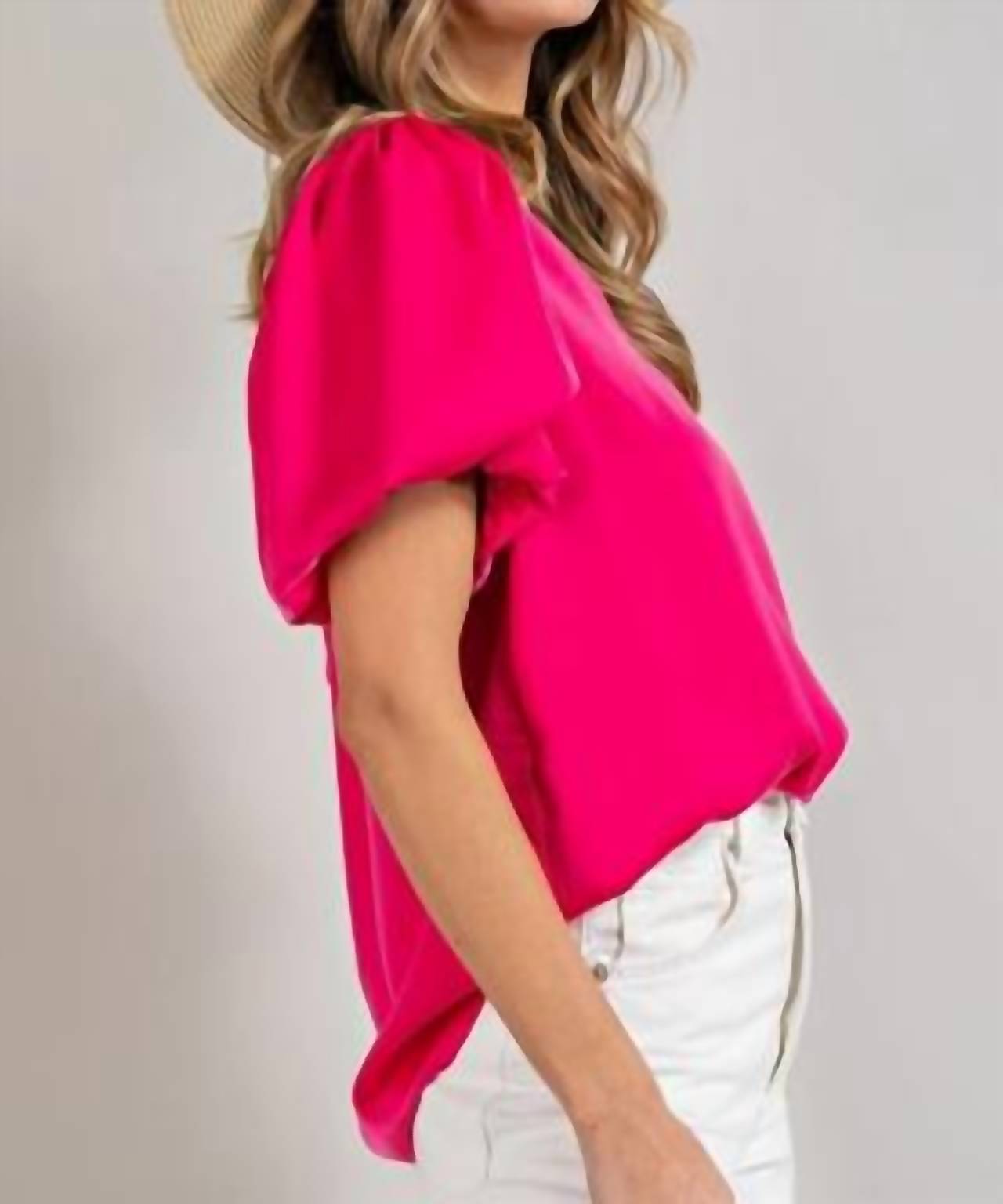 Ee:Some - Bella V-neck Puff Top - Plus