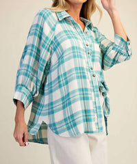 Easel - Woven Plaid Button Down Shirt