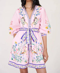BANJANAN Anne Dress in pink multi - women's dress