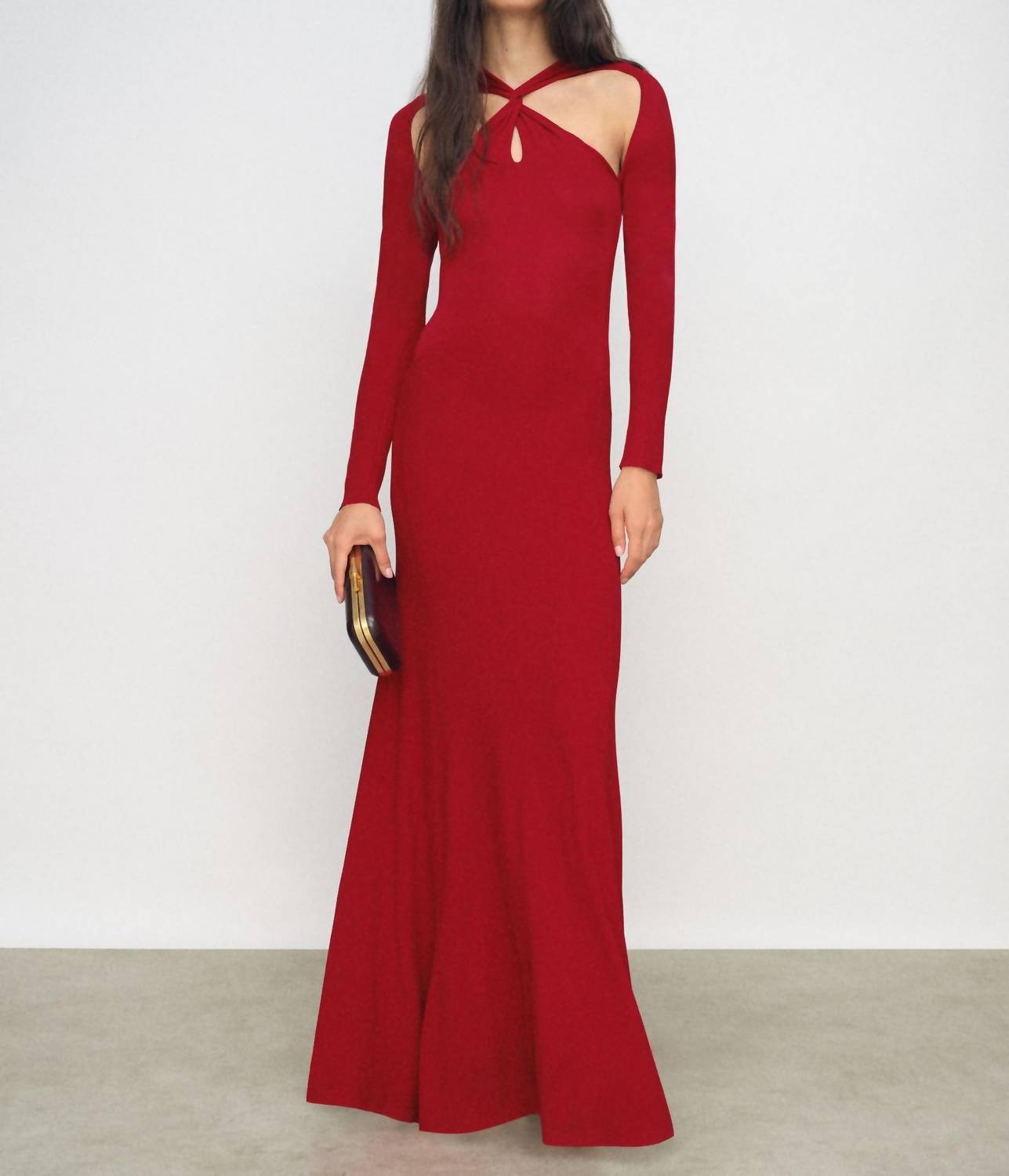 Reiss Vivienne Cut Out Knitted Dress in red - women's dress