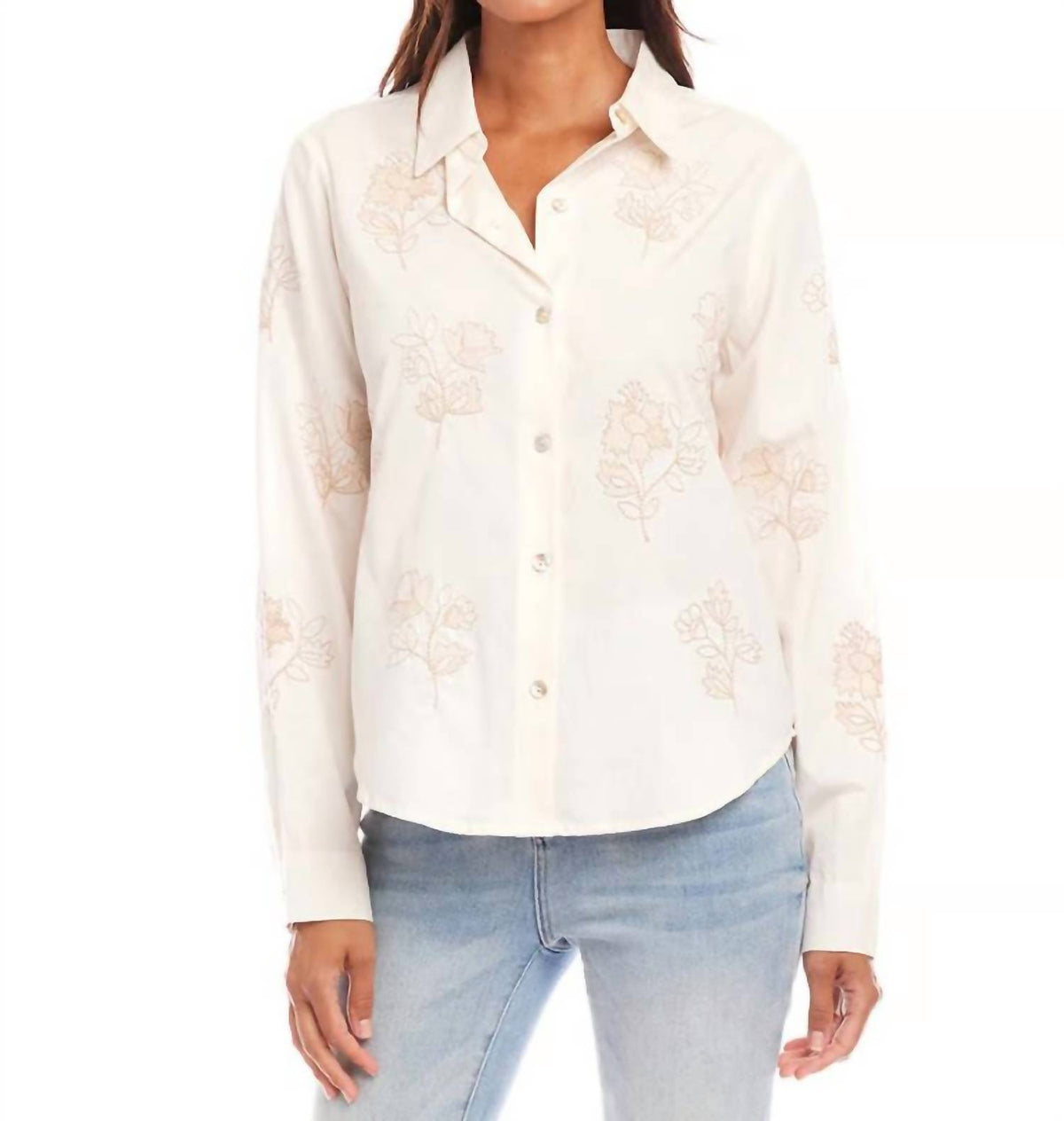 Karen Kane - Embroidered Button Up Shirt