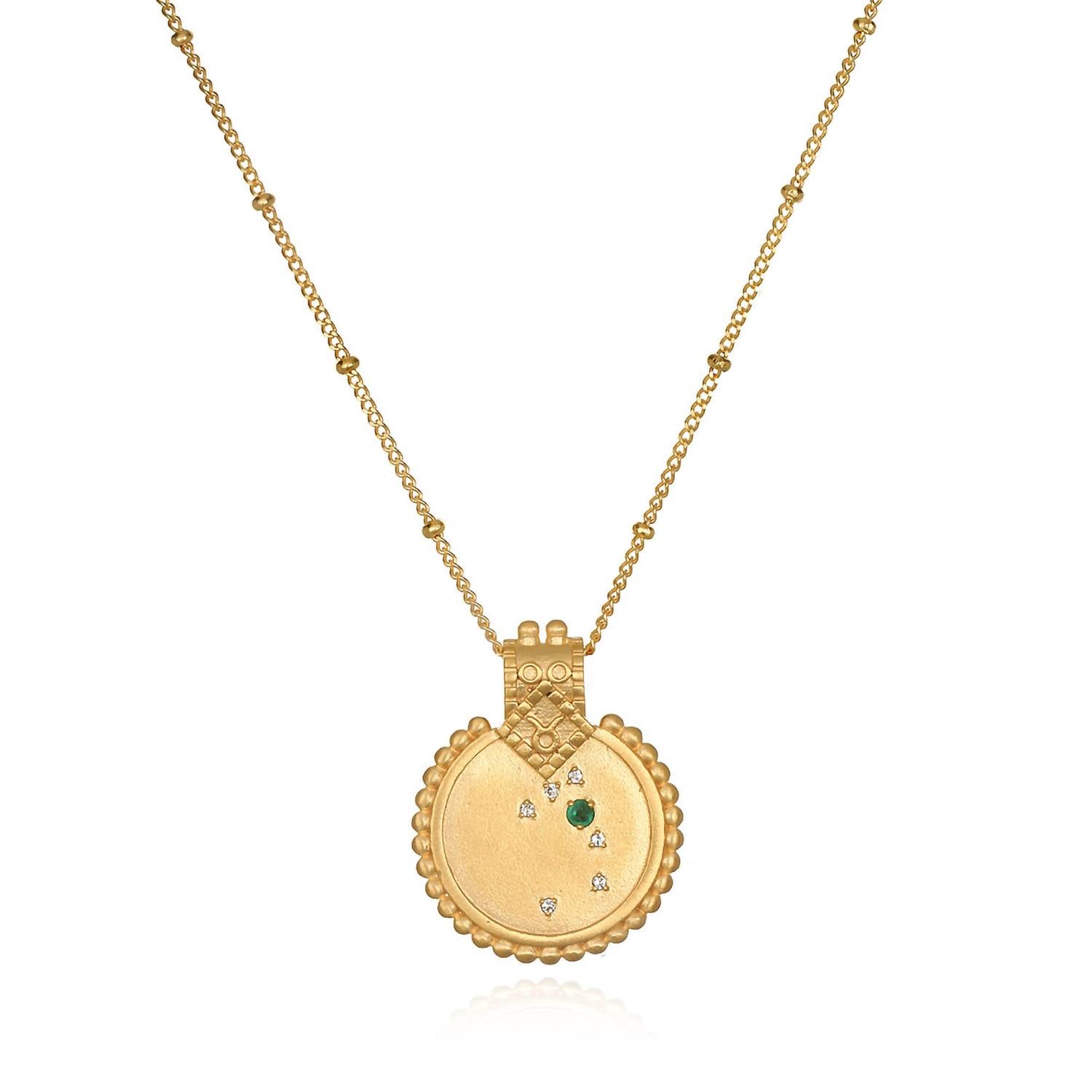 Satya Jewelry - Women's Mandala Zodiac Taurus Emerald Necklace
