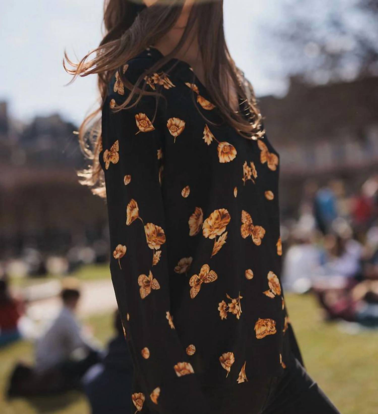 catherine gee Daria French Cuff Silk Blouse in gold monarch - women's blouse - alternate view