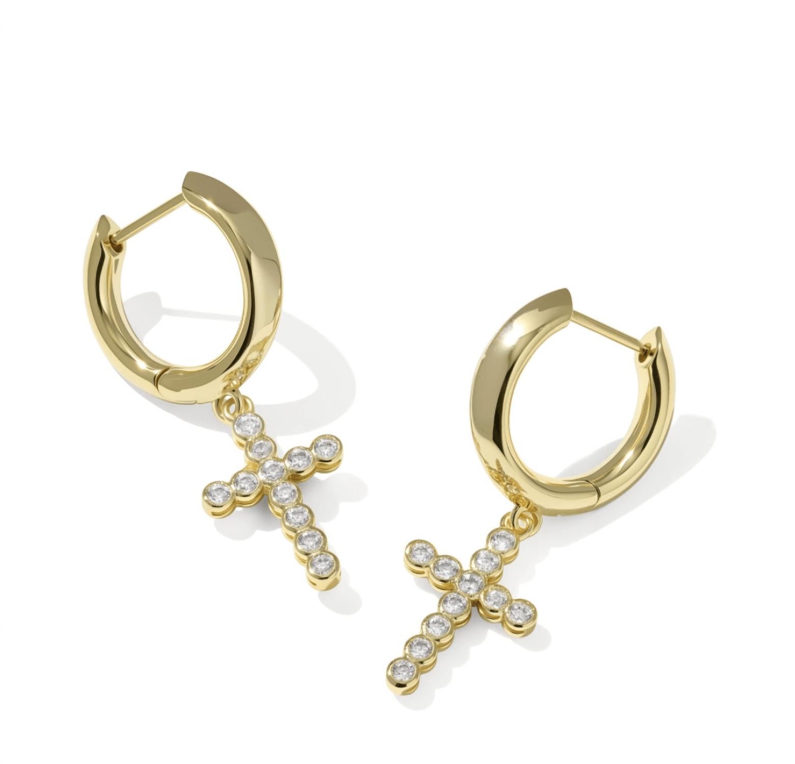 Kendra Scott - Women's Cross Crystal Huggie Earrings