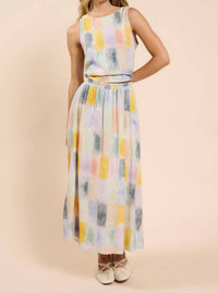 Sadie & Sage - Petrichor Gathered Elastic Midi Skirt