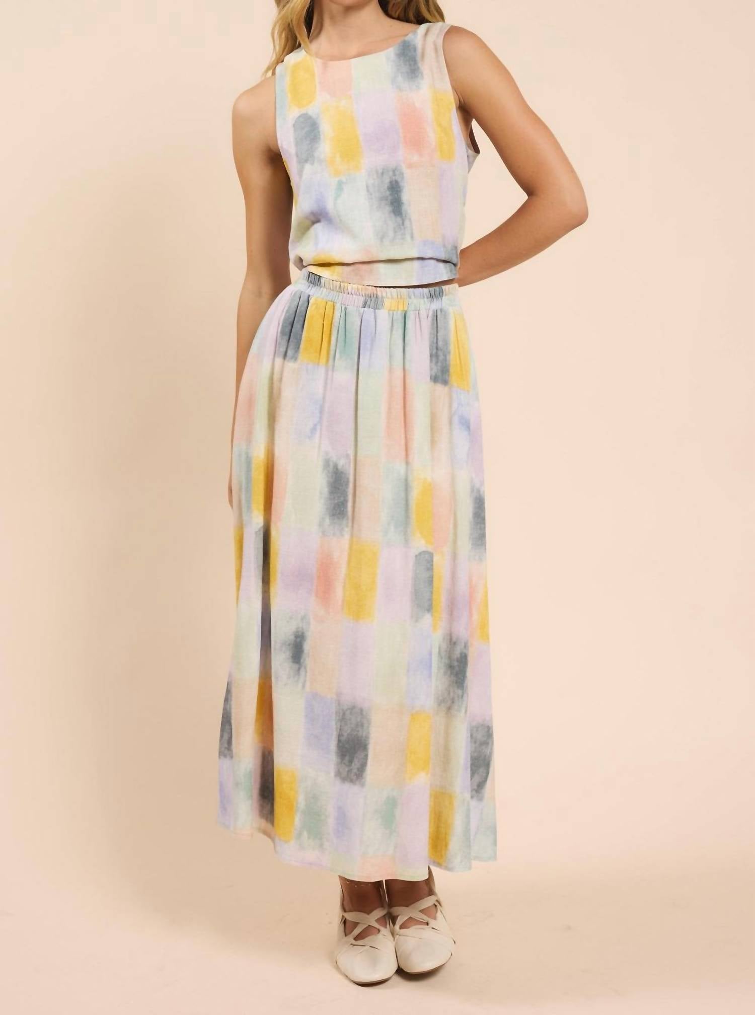 Sadie & Sage - Petrichor Gathered Elastic Midi Skirt