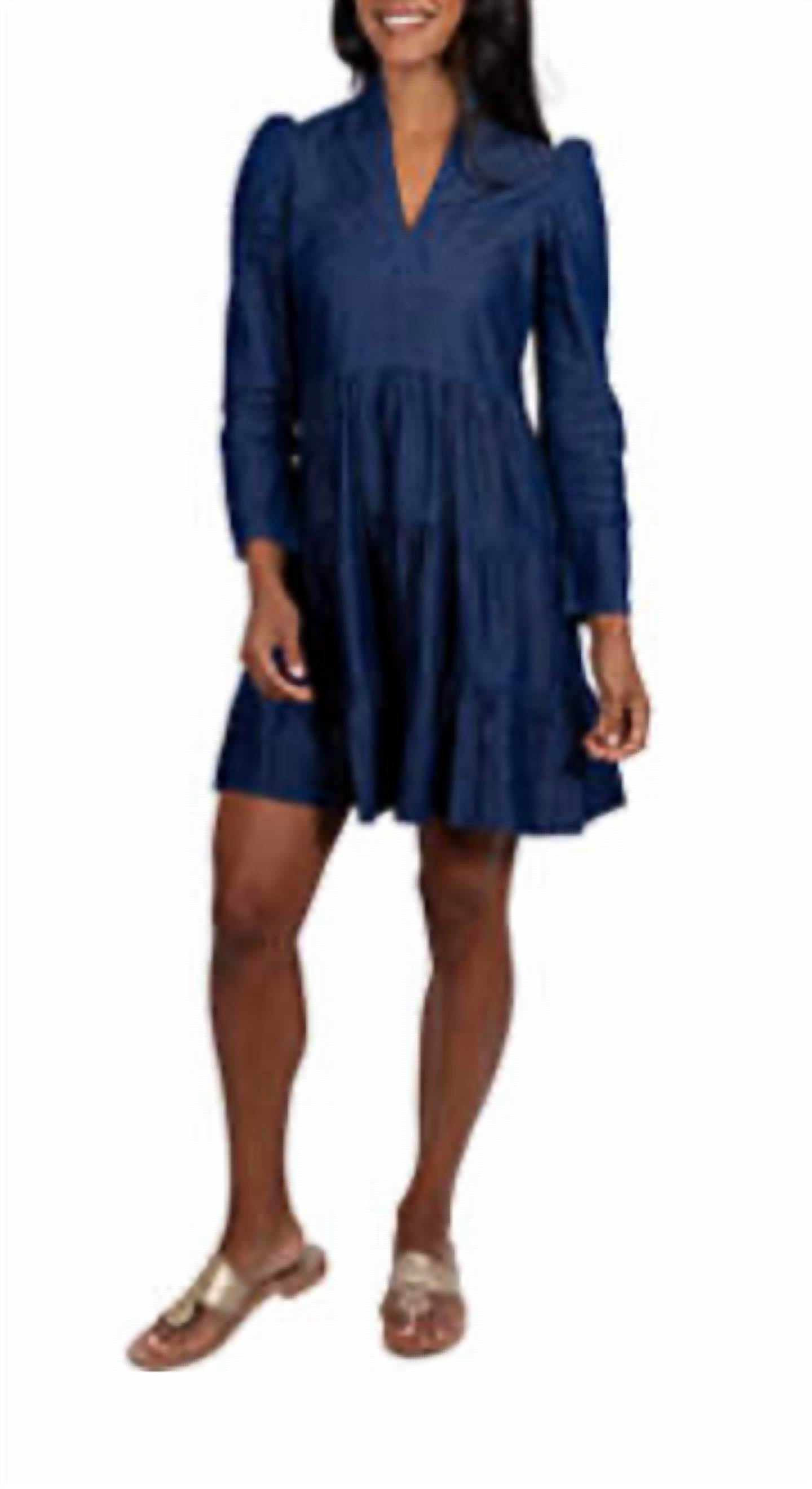 Sail To Sable - Dark Chambray Long Sleeved Dress