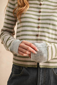 Miou Muse - Striped Button Cardigan