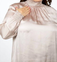 Tricot Chic - Pleated Long Sleeve Top - Plus