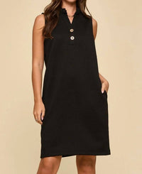Dear Scarlett - Sleeveless V Neck Dress With Side Pockets