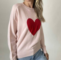 SIX/FIFTY I Love U Sweetheart Sweater in pink - women's sweater - alternate view
