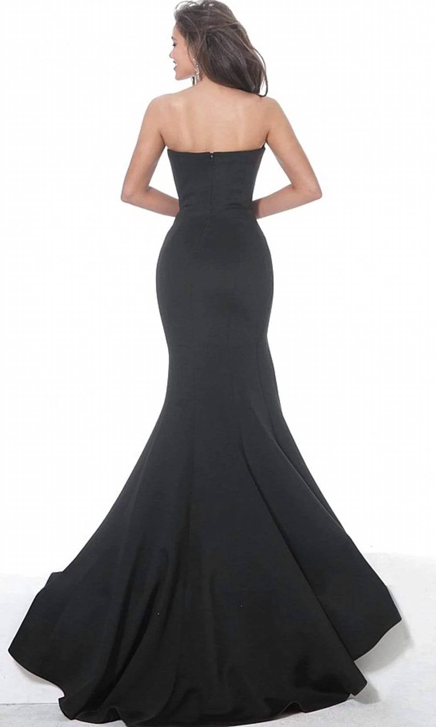 Jovani - Strapless Straight Neckline Slit Mermaid Gown