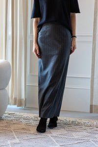House of Dagmar Pencil Maxi Skirt in grey pinstripe - women's skirt - view 5
