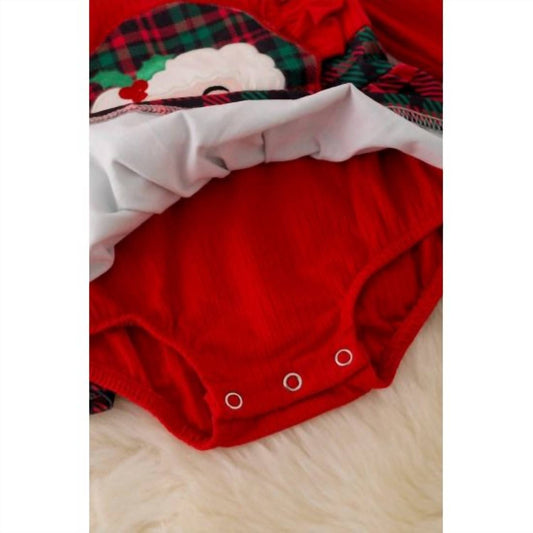 Kidscharm - Girls Santa Baby Plaid Ruffle Onesie