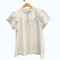 Joy Joy Women's Ruffles Top in white multi - women's blouse