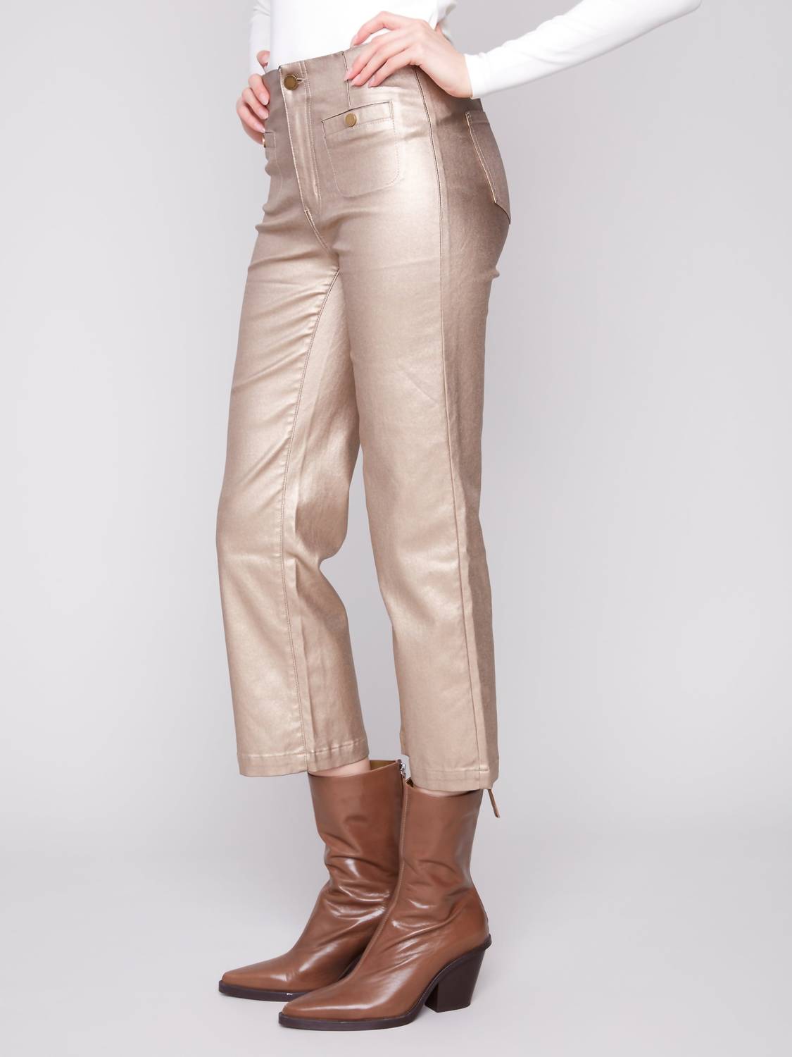 Charlie B - Women's Metallic Wax Crop Pant