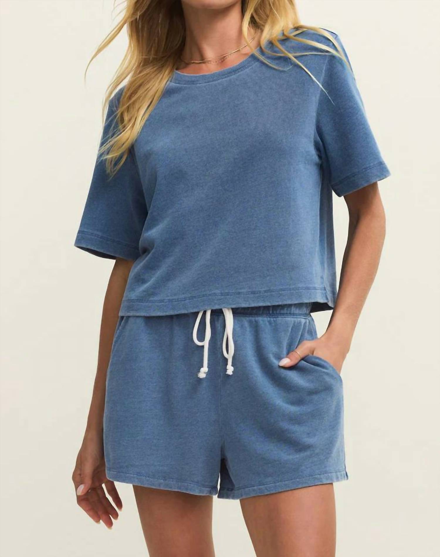 Z Supply - Curran Knit Denim Cropped Sweatshirt
