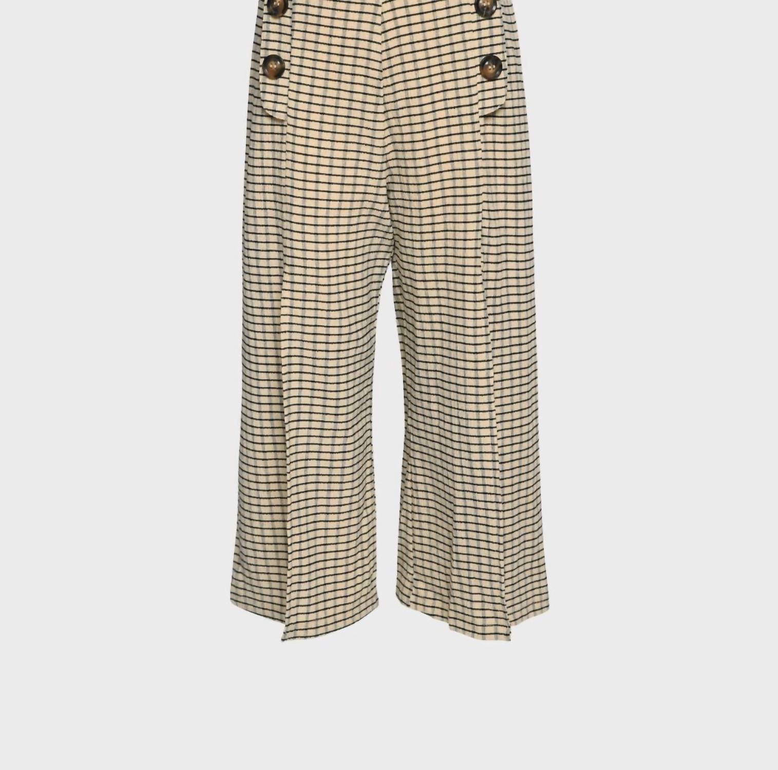 Hannah Banana - Women's Plaid Pants With Front Slits